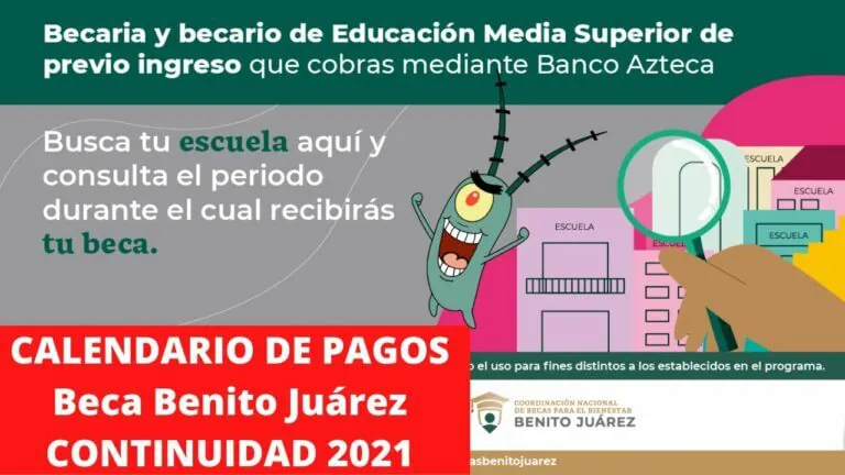 Calendario de pago de beca benito juarez
