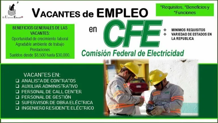 CFE anuncia vacantes disponibles ¡Aplica ya!