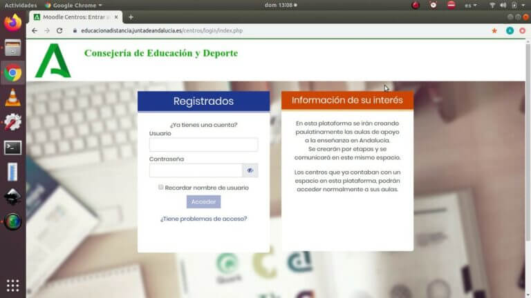 Acceso a Educación a Distancia en la Junta de Andalucía